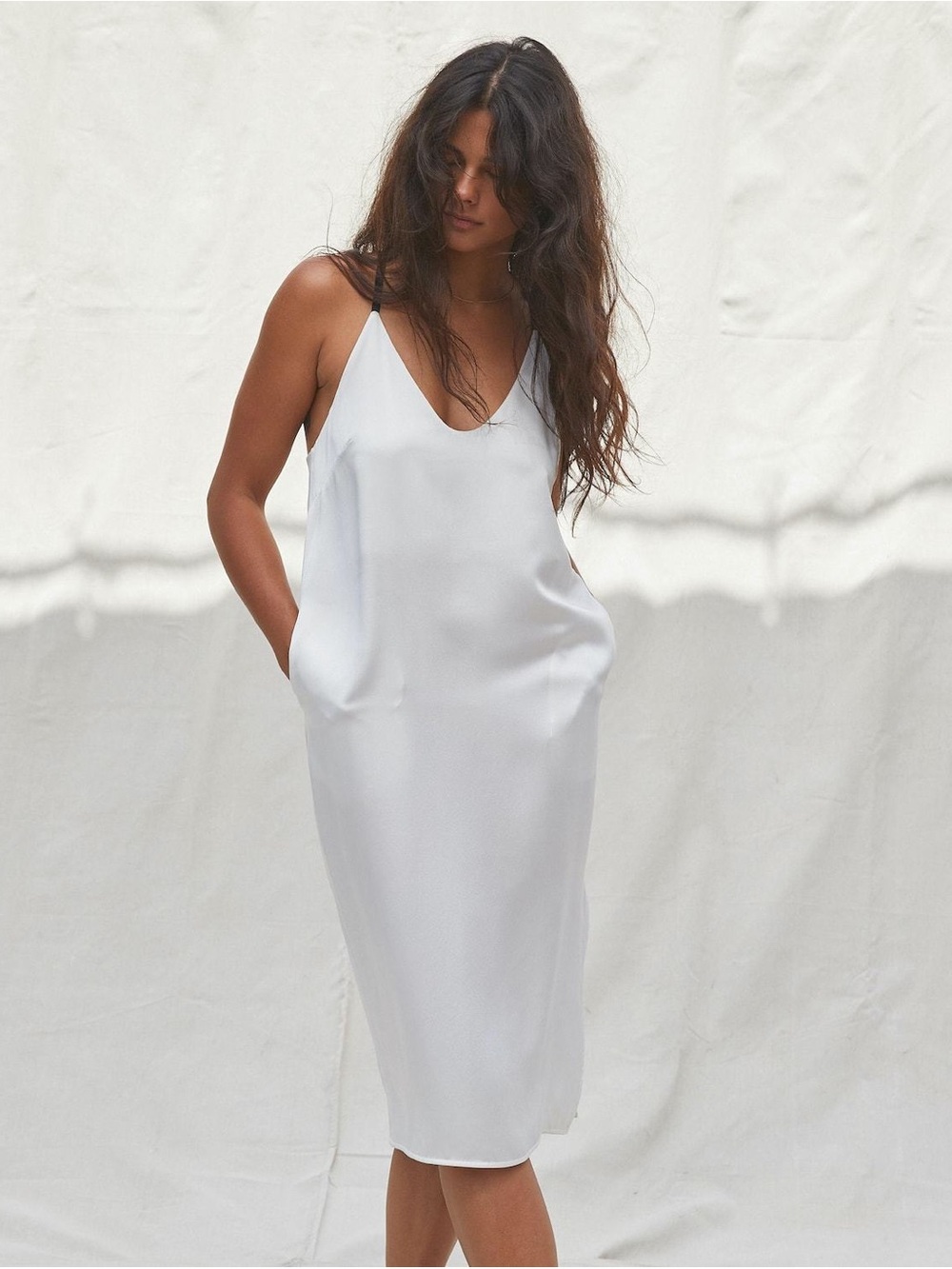 Lunya Washable Silk Bias Slip Dress